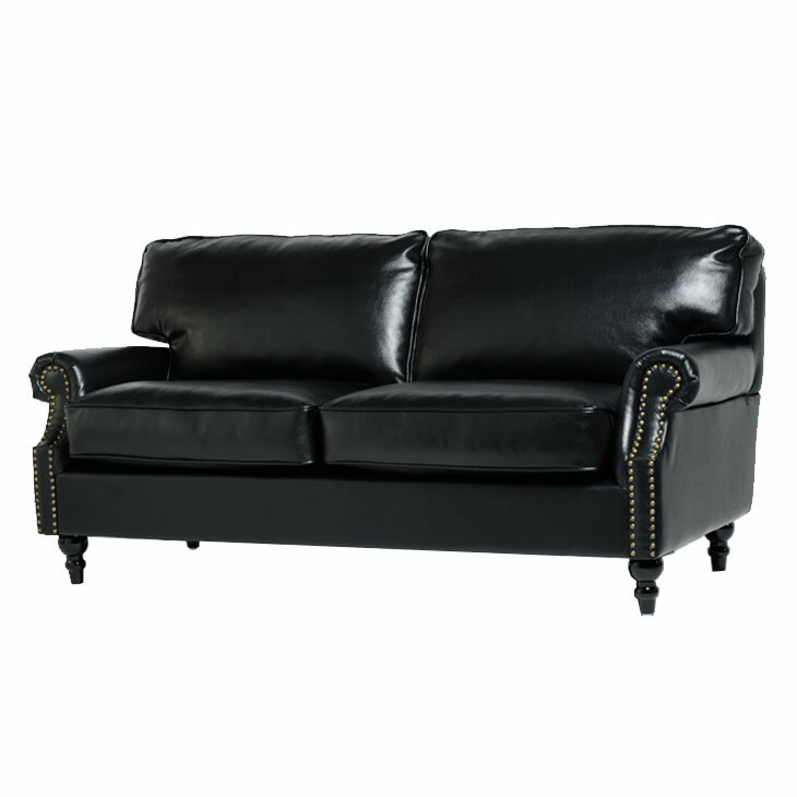Bricks ブリックス アンティーク調ソファー 2.5人掛け 英国調 クラシック レトロ ビンテージスタイル トラディショナル おしゃれ かっこいい 可愛い 応接室 書斎 オフィス レストラン アパレル ホテル サロン 輸入家具 店舗什器 撮影什器 合成皮革 合皮 黒 ブラック VE2P32K [2]