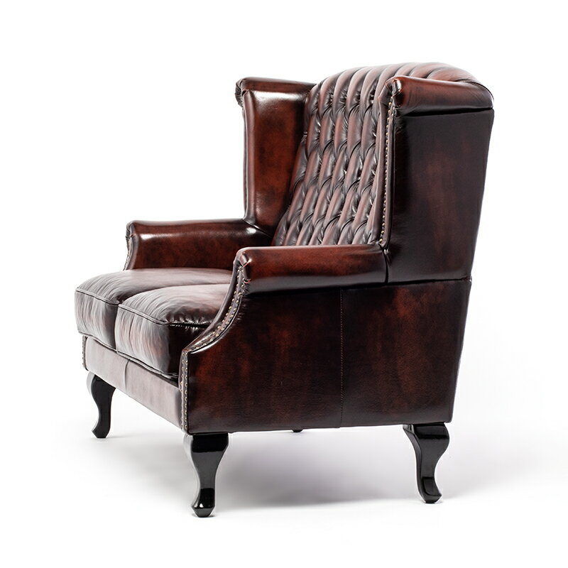 オックスフォード 2人掛けウィングバックソファ ソファー ハイバック チェスターフィールドソファ 2人用 2人がけ ダブル フルレザー 総本革 レザー 本革 アンティークブラウン 茶色 英国調 アンティーク調 クラシカル レトロ ヨーロピアン 高級感 ホテル 店舗什器 SA-236 [2]