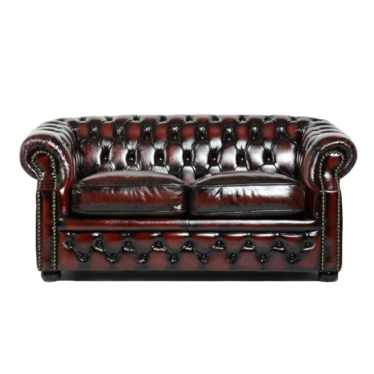 オックスフォード 2人掛けソファ ソファー チェスターフィールドソファ 2人用 2人がけ 2シート フルレザー 総本革 レザー 本革 アンティークレッド 赤 英国調 アンティーク調 クラシカル ヨーロピアン おしゃれ 高級感 重厚感 店舗什器 ホテル ロビー ラウンジ 応接室 SA-251 [2]