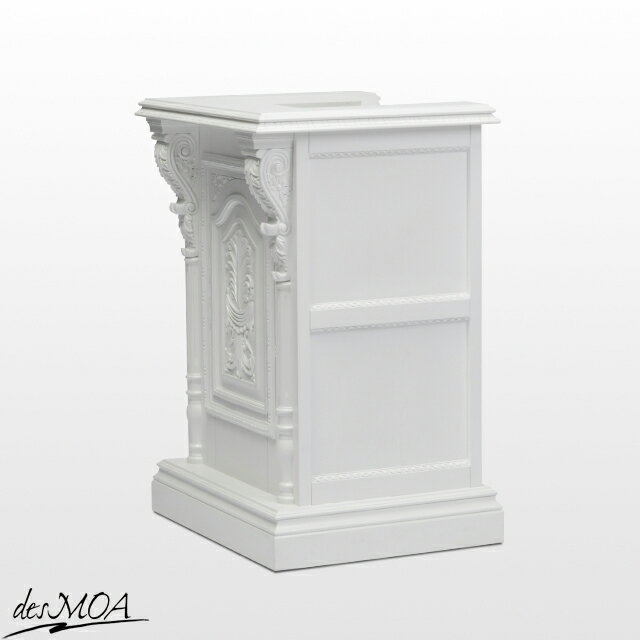 バロック アンティーク調 カウンター 0.7M幅 レジカウンター カウンターテーブル 受付台 レジ台 演説台 司会台 木製 引出し付き 収納 彫刻 レリーフ ヨーロッパ調 クラシック 重厚感 華やか 輸入家具 サロン ホテル 飲食店 服飾 講演会 店舗什器 白 ホワイト 5054-0.7MC-18