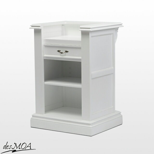 バロック アンティーク調 カウンター 0.7M幅 レジカウンター カウンターテーブル 受付台 レジ台 演説台 司会台 木製 引出し付き 収納 彫刻 レリーフ ヨーロッパ調 クラシック 重厚感 華やか 輸入家具 サロン ホテル 飲食店 服飾 講演会 店舗什器 白 ホワイト 5054-0.7MC-18