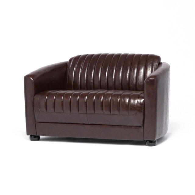 VINCENT ヴィンセントシリーズ 英国調 ソファー 2人掛けソファ 2人用 ロケットアーム アンティーク調 レトロモダン クラシカル おしゃれ かっこいい 店舗什器 応接室 書斎 オフィス ディスプレイ レストラン ホテル 木製 輸入家具 合成皮革 合皮 茶色 ブラウン VR2P38K [2]