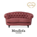 Mousofa モーソファ 2人掛けソファ 2人用 2シート ラブソファ アンティーク調ソファー フレンチスタイル 店舗什器 撮影什器 ショップ サロン 美容室 ホテル ブライダル 応接 寝室 ディスプレイ おしゃれ かわいい 姫 プリンセス 合成皮革 カメリアレッド NM2P105K
