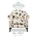 Shellfa シェルファシリーズ 1人掛けソファ 貝殻 シェル型 貝モチーフ アンティーク調ソファー シングル パーソナル 猫脚 店舗 撮影 ショップ サロン 美容室 ブライダル 応接 寝室 リビング ディスプレイ おしゃれ かわいい プリンセス 姫 布地 シーシェル 柄 VS1F201K