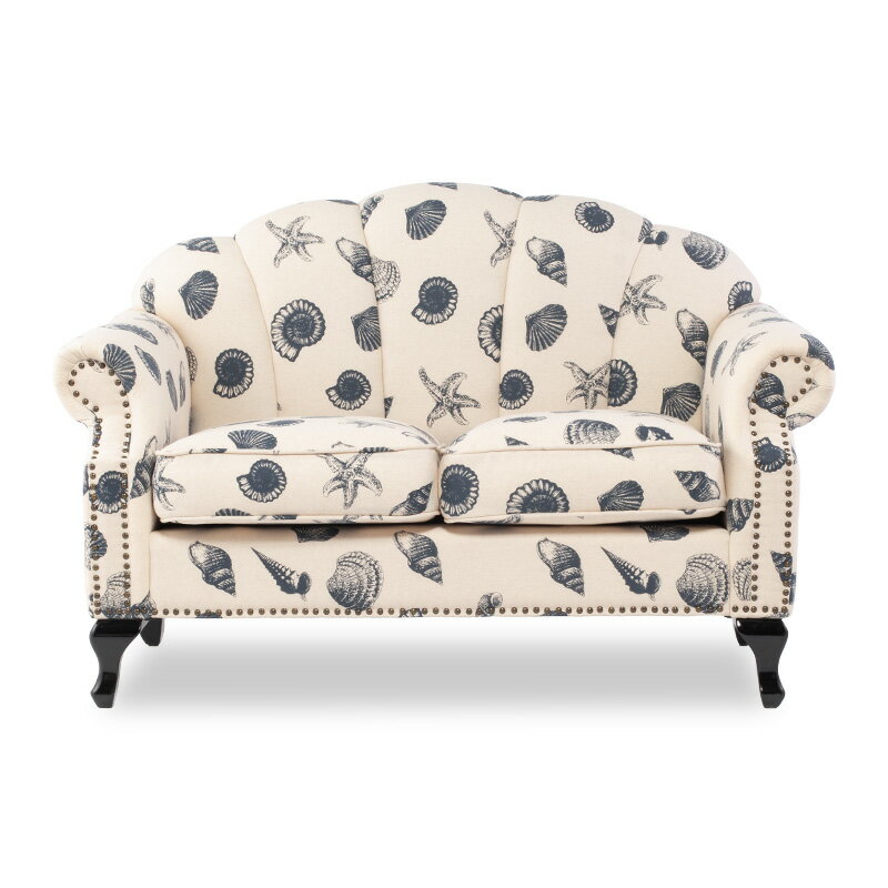Shellfa シェルファシリーズ 2人掛けソファ 貝殻 シェル型 貝モチーフ アンティーク調ソファー 2シート 2人用 ラブソファ 猫脚 店舗 撮影什器 ショップ サロン 美容室 ブライダル 応接 寝室 リビング ディスプレイ 上品 おしゃれ かわいい 布地 シーシェル 柄 VS2F201K [2]