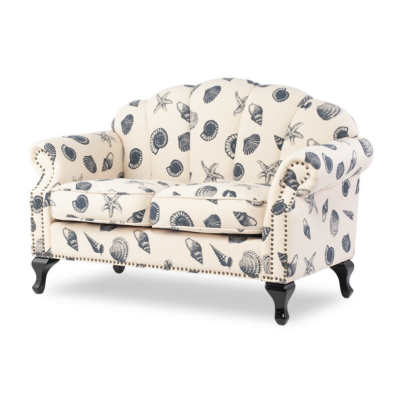 Shellfa シェルファシリーズ 2人掛けソファ 貝殻 シェル型 貝モチーフ アンティーク調ソファー 2シート 2人用 ラブソファ 猫脚 店舗 撮影什器 ショップ サロン 美容室 ブライダル 応接 寝室 リビング ディスプレイ 上品 おしゃれ かわいい 布地 シーシェル 柄 VS2F201K [3]