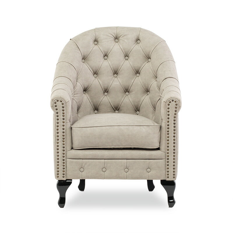 VINCENT ヴィンセントシリーズ 英国調 ハイバック 1人掛けソファ 1人用 シングル パーソナル コンパクト アンティーク調 レトロ クラシカル おしゃれ かっこいい 店舗 応接室 書斎 ディスプレイ レストラン カフェ ホテル 木製 輸入家具 合成皮革 ライトグレー VA1P101K [2]