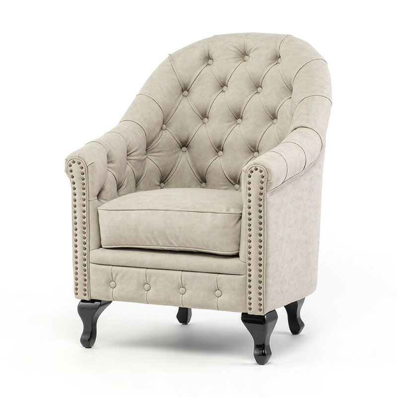 VINCENT ヴィンセントシリーズ 英国調 ハイバック 1人掛けソファ 1人用 シングル パーソナル コンパクト アンティーク調 レトロ クラシカル おしゃれ かっこいい 店舗 応接室 書斎 ディスプレイ レストラン カフェ ホテル 木製 輸入家具 合成皮革 ライトグレー VA1P101K [3]