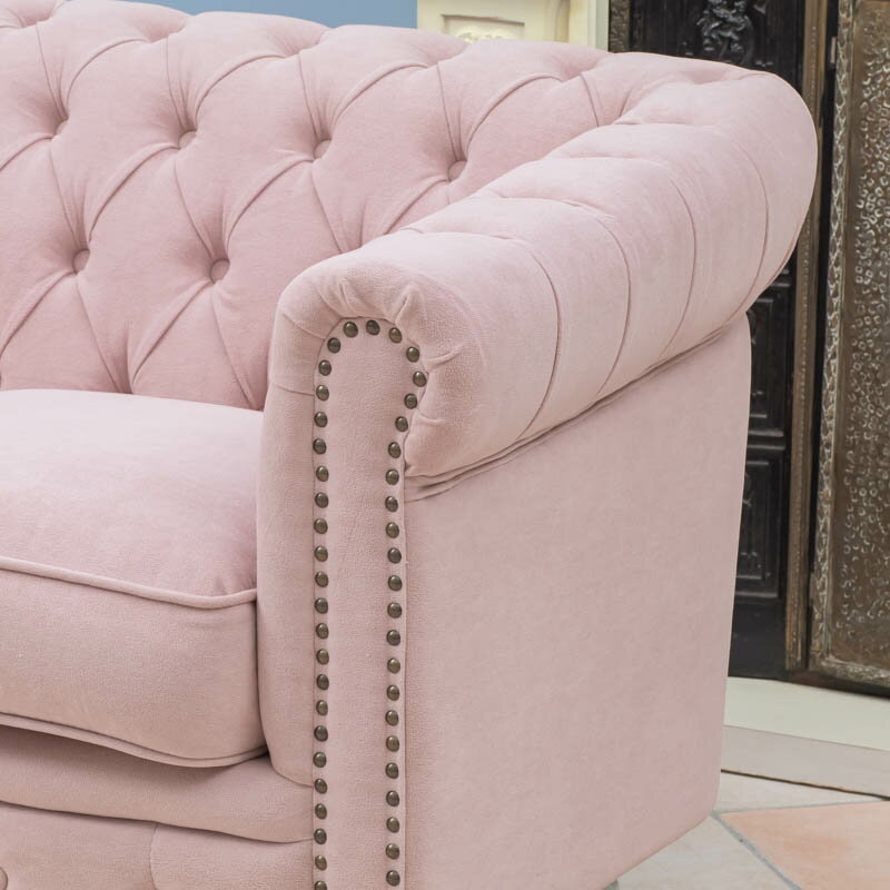 VINCENT ヴィンセントシリーズ 英国調 3人掛けソファ 3シート トリプル コンパクト アンティーク調 レトロ クラシカル おしゃれ かっこいい かわいい マリン 店舗什器 撮影什器 書斎 ディスプレイ レストラン ホテル サロン 輸入家具 布地 シャーベットピンク VC3F237W 3人掛けソファ VINCENT シャーベットピンク 英国アンティーク調