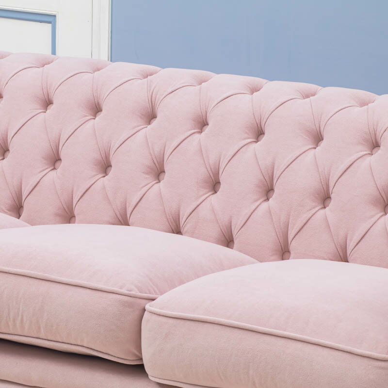 VINCENT ヴィンセントシリーズ 英国調 3人掛けソファ 3シート トリプル コンパクト アンティーク調 レトロ クラシカル おしゃれ かっこいい かわいい マリン 店舗什器 撮影什器 書斎 ディスプレイ レストラン ホテル サロン 輸入家具 布地 シャーベットピンク VC3F237W 3人掛けソファ VINCENT シャーベットピンク 英国アンティーク調