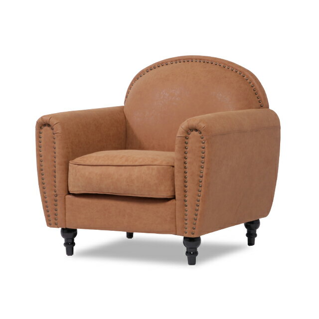VINCENT ヴィンセントシリーズ 1人掛けソファ アールデコスタイル シングル パーソナル ソファー 英国アンティーク調 高級感 おしゃれ モダン クラシカル 店舗什器 撮影什器 レストラン ホテル カフェ ロビー ラウンジ 書斎 応接室 合成皮革 合皮 キャメル VD1P39K [3]