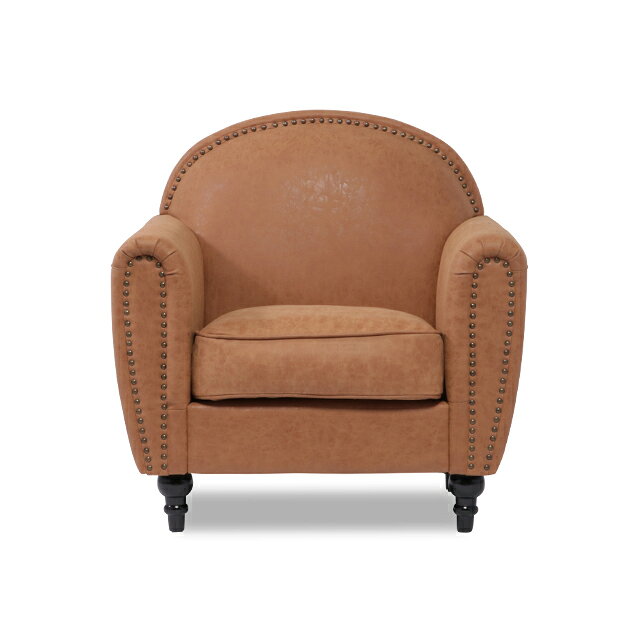 VINCENT ヴィンセントシリーズ 1人掛けソファ アールデコスタイル シングル パーソナル ソファー 英国アンティーク調 高級感 おしゃれ モダン クラシカル 店舗什器 撮影什器 レストラン ホテル カフェ ロビー ラウンジ 書斎 応接室 合成皮革 合皮 キャメル VD1P39K [2]