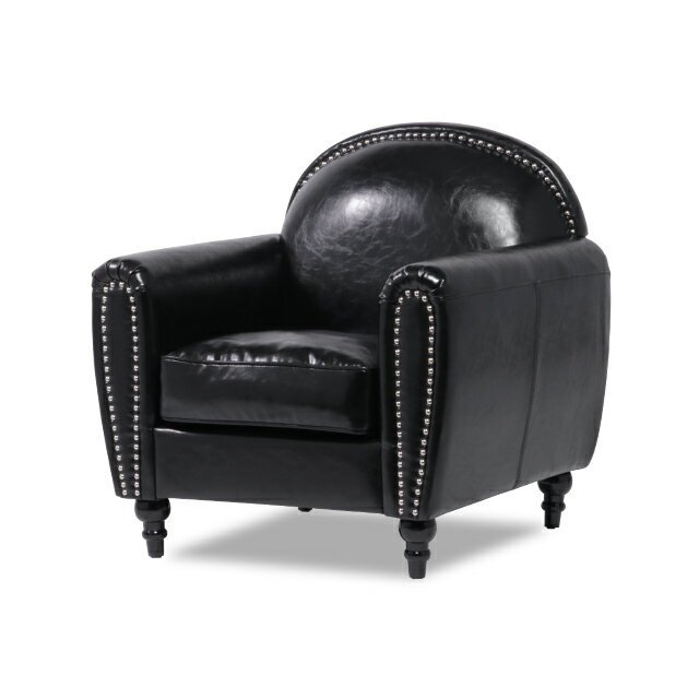 VINCENT ヴィンセントシリーズ 1人掛けソファ アールデコスタイル シングル パーソナル ソファ 英国アンティーク調 高級感 おしゃれ モダン クラシカル 店舗什器 撮影什器 レストラン ホテル カフェ ロビー ラウンジ 書斎 応接室 合成皮革 合皮 黒 シャインブラック VD1P51K [3]