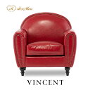 VINCENT ヴィンセントシリーズ 1人掛けソファ アールデコスタイル シングル パーソナル ソファー 英国アンティーク調 高級感 おしゃれ モダン クラシカル 店舗什器 撮影什器 レストラン ホテル カフェ ロビー ラウンジ 書斎 応接室 合成皮革 合皮 赤 レッド VD1P63K