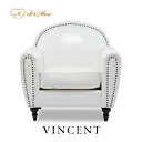 VINCENT ヴィンセントシリーズ 1人掛けソファ アールデコスタイル シングル パーソナル ソファー 英国アンティーク調 高級感 おしゃれ モダン クラシカル 店舗什器 撮影什器 レストラン ホテル ブライダル カフェ ロビー ラウンジ 応接室 合成皮革 合皮 白 ホワイト VD1P65K