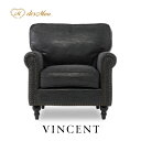 VINCENT ヴィンセントシリーズ 英国調 1人掛けソファ シングルソファー 1人用 コンパクト アンティーク調 レトロ クラシカル おしゃれ かっこいい かわいい 店舗 撮影 書斎 リビング 寝室 レストラン ホテル カフェ 木製 輸入家具 合成皮革 合皮 チャコールグレー VG1P71K