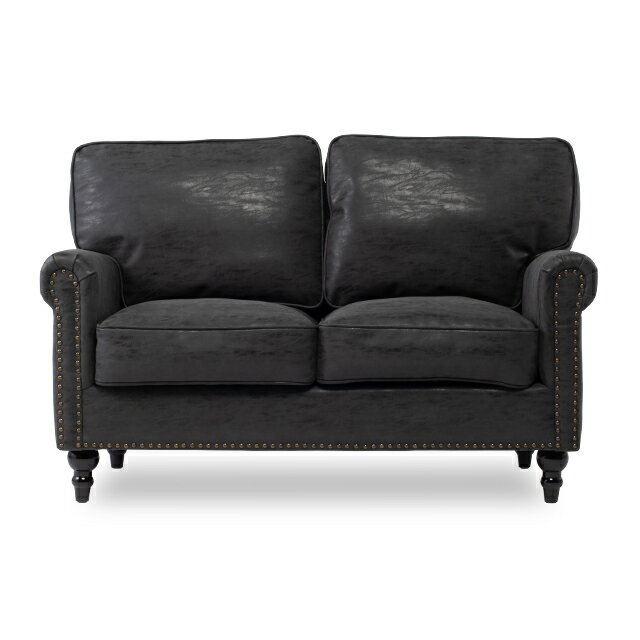 VINCENT ヴィンセントシリーズ 英国調 2人掛けソファ 2シート 2人用 コンパクト アンティーク調 レトロ クラシカル エレガント 上品 高級感 おしゃれ 店舗什器 応接室 書斎 サロン ディスプレイ レストラン ホテル 木製 輸入家具 合成皮革 合皮 チャコールグレー VG2P71K