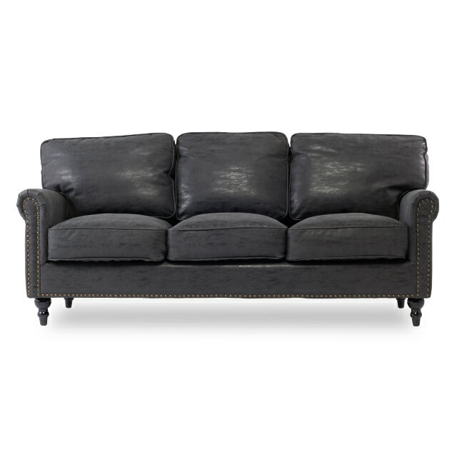 VINCENT ヴィンセントシリーズ 英国調 3人掛けソファ 3シート トリプル コンパクト アンティーク調 レトロ クラシカル 上品 おしゃれ かっこいい カッコイイ 高級感 応接室 書斎 ディスプレイ レストラン ホテル サロン 店舗 撮影 輸入家具 合皮 チャコールグレー VG3P71K