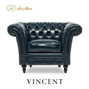 ソファー 1人掛けソファ シングルソファ パーソナルソファ 1P VINCENT ヴィンセントシリーズ VJシリーズ 英国アンティーク調 コンパクト チェスターフィールド クラシック レトロ おしゃれ エレガント 可愛い 合皮 輸入家具 店舗什器 撮影什器 ブルー VJ1P58K