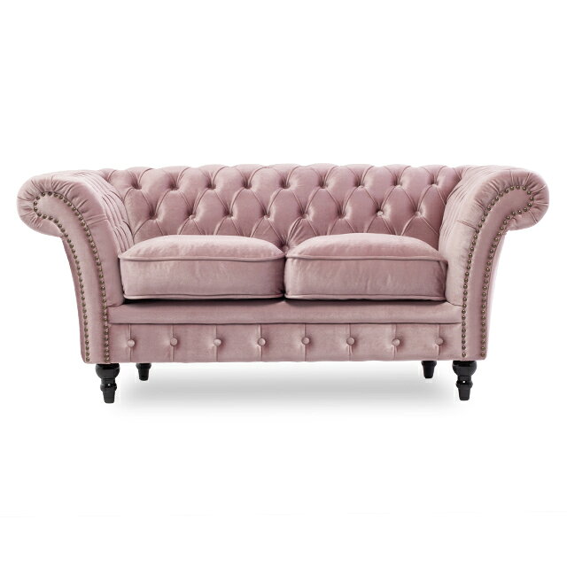 VINCENT ヴィンセントシリーズ 英国調 2人掛けソファ 2シート 2人用 コンパクト アンティーク調 レトロ クラシカル エレガント 上品 高級感 可愛い おしゃれ 店舗什器 応接室 サロン ディスプレイ レストラン ホテル 木製 輸入家具 布地 グレイッシュピンク VJ2F221K