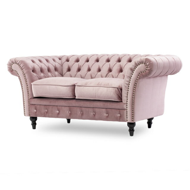 VINCENT ヴィンセントシリーズ 英国調 2人掛けソファ 2シート 2人用 コンパクト アンティーク調 レトロ クラシカル エレガント 上品 高級感 可愛い おしゃれ 店舗什器 応接室 サロン ディスプレイ レストラン ホテル 木製 輸入家具 布地 グレイッシュピンク VJ2F221K [2]