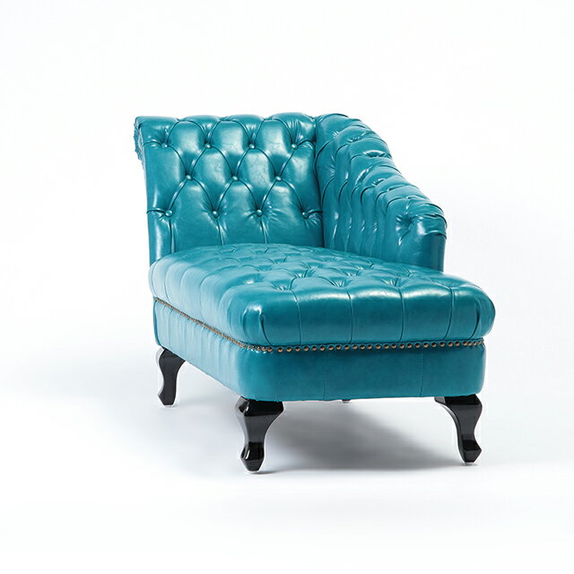 VINCENT ヴィンセントシリーズ カウチソファ ソファー 2人掛け 英国調 コンパクト アンティーク調 レトロ クラシカル 高級感 かっこいい おしゃれ ディスプレイ 店舗什器 応接室 サロン レストラン ホテル 猫脚 木製 輸入家具 合成皮革 合皮 青 ターコイズブルー VKP49K [3]