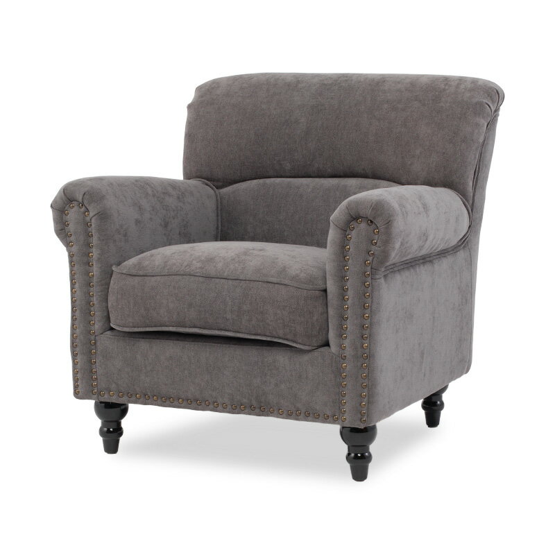 VINCENT ヴィンセントシリーズ 英国調 1人掛けソファ シングルソファー 1人用 コンパクト スタンダード アンティーク調 レトロ クラシカル おしゃれ かっこいい かわいい カジュアル 店舗什器 書斎 ディスプレイ レストラン ホテル 木製 輸入家具 布地 グレー VN1F265K