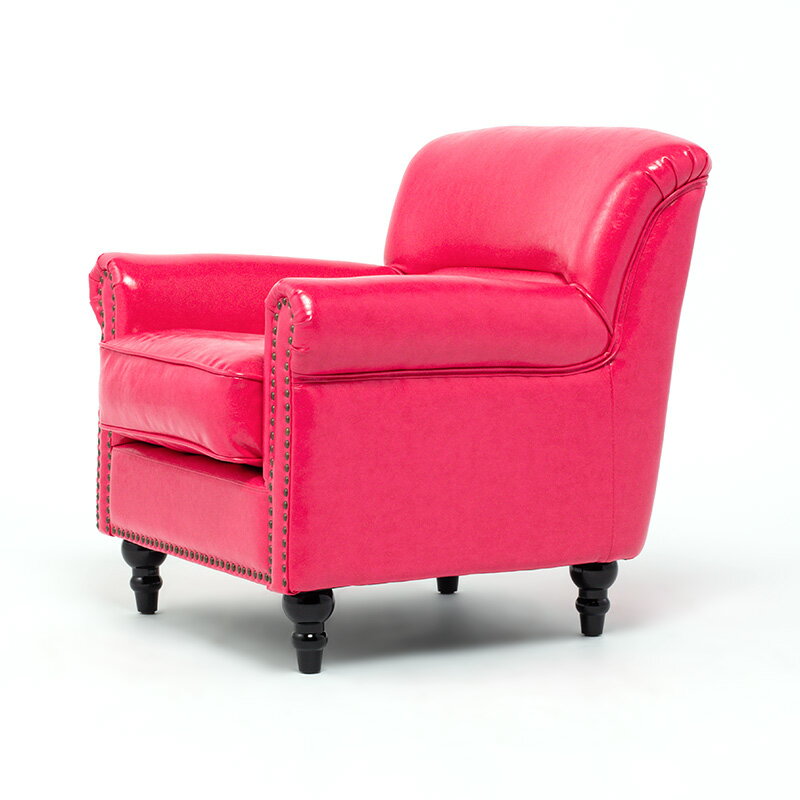 VINCENT ヴィンセントシリーズ 英国調 1人掛けソファ シングルソファー 1人用 コンパクト スタンダード アンティーク調 レトロ クラシカル おしゃれ かっこいい 派手かわいい ハデカワ 店舗什器 ディスプレイ レストラン ホテル 木製 輸入家具 合皮 ローズ ピンク系 VN1P96K [2]