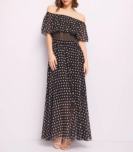 【20%OFF!7月31日まで】【DENNY ROSE(デニーローズ)】ドット柄オフショルダーワンピース★ 【20%OFF!7月31日まで】【DENNY ROSE(デニーローズ)】ドット柄オフショルダーワンピース★