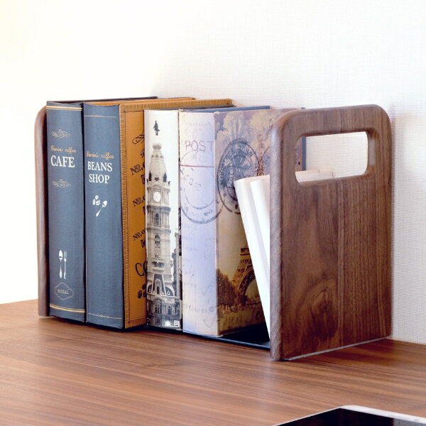 【5/10 抽選で最大100%ポイントバック★P5倍9日20:00〜】ブックスタンド 卓上 木製 ブックエンド 本立て おしゃれ シンプル 無垢材 無垢 北欧 2枚セット ミディアムブラウン ナチュラル ホワイト CORO コロ【2年保証】