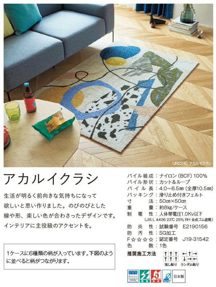 【6/14・6/15は全品ポイント5倍】生地サンプル ユニットラグ アカルイクラシ (KS)