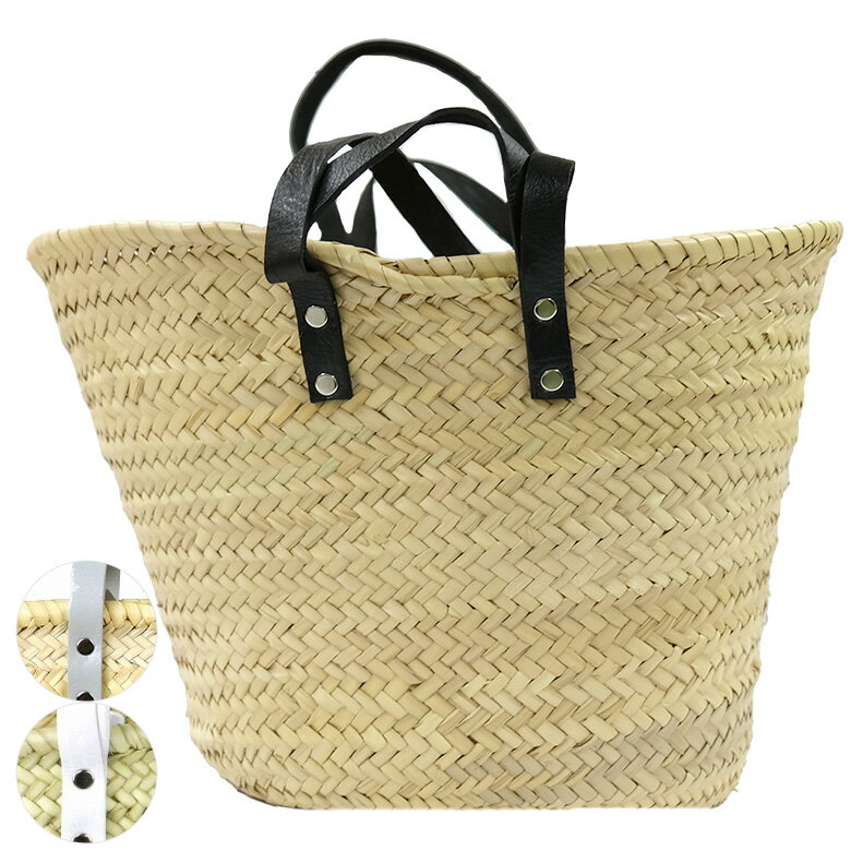 カゴバッグ ショルダー 肩掛け タザ楕円底 M 長短革ハンドル 大き目 収納かご ナチュラル 夏 大人 トート モロッコ製 インテリア　バスケット