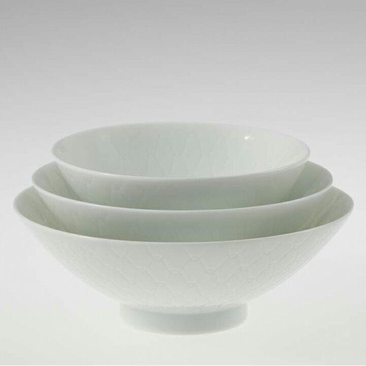 【彫付 HORITSUKE】　網茶碗 中サイズ 14cm 美濃 瀬戸 白磁 白い陶磁器 3