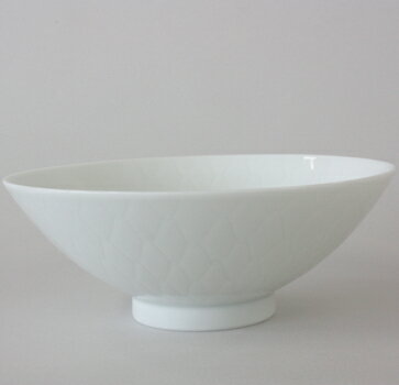 【彫付 HORITSUKE】　網茶碗 中サイズ 14cm 美濃 瀬戸 白磁 白い陶磁器 1