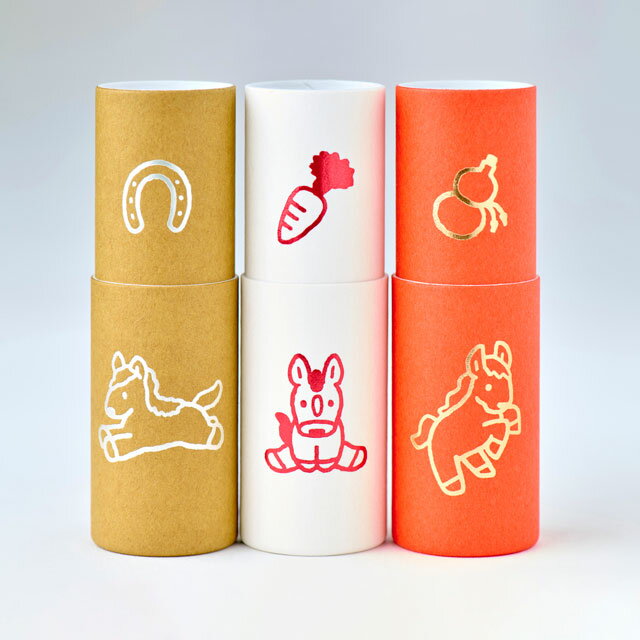 筒のポチ袋 POCHI-PON 「午（うま）」てらおかなつみ 3個入り お年玉 ご祝儀 干支 お祝い おもしろい ギフトボックス プレゼント包装 ラッピング 大成紙器製作所 ポチポン 正月