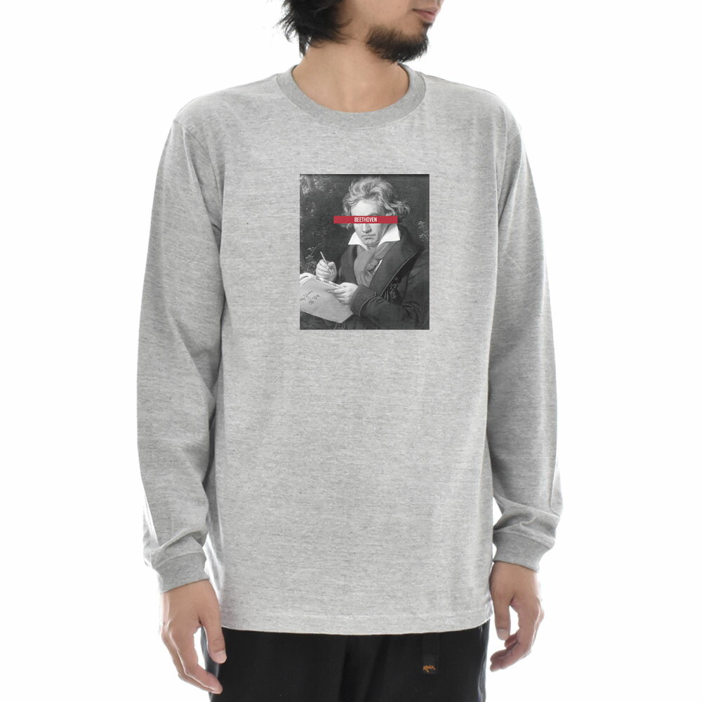 Rakuten - 【長袖 アートTシャツ】ベートーヴェン ベートーベン Tシャツ 肖像画 モノクロ ライフ イズ アート 長袖 ロングスリーブ ロンT グレー メンズ レディース 大きいサイズ ビックサイズ ベースボール おしゃれ 絵画 名画 音楽家 作曲 ティーシャツ S M L xXL XXL 美術 父の日