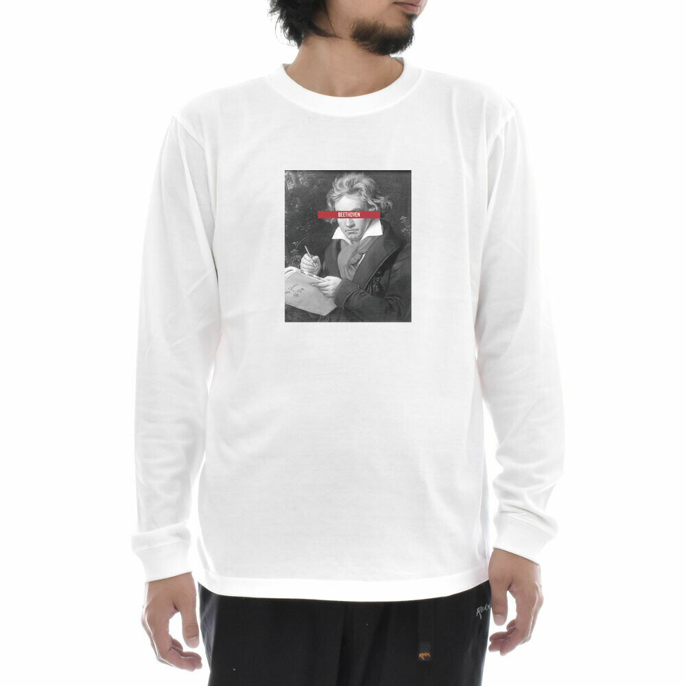 Rakuten - 【長袖 アートTシャツ】ベートーヴェン ベートーベン Tシャツ 肖像画 モノクロ ライフ イズ アート 長袖 ロングスリーブ ロンT ホワイト 白 メンズ レディース 大きいサイズ ビックサイズ ベースボール 絵画 名画 音楽家 作曲 ティーシャツ ブランド 美術 父の日
