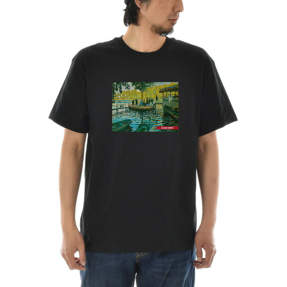 Rakuten - 【半袖 アートTシャツ】モネ Tシャツ クロード・モネ ラ・グルヌイエール ライフ イズ アート 半袖 ショートスリーブ SS S/S メンズ レディース 大きいサイズ ビックサイズ ブラック 黒 おしゃれ アート 絵画 名画 ティーシャツ S M L xxl ブランド 美術 父の日