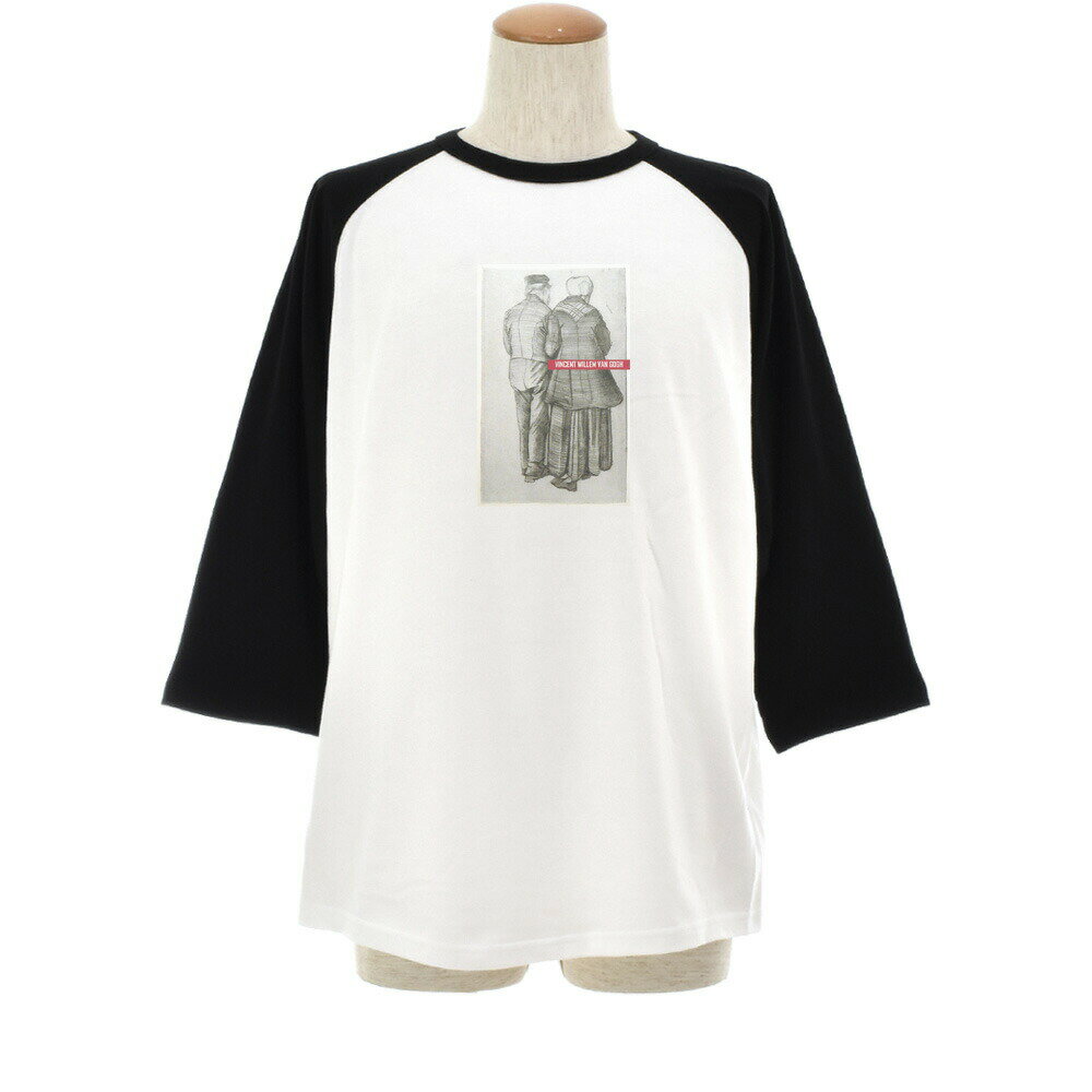 【7分袖 アートTシャツ】ゴッホ Tシャツ MAN AND WOMAN SEEN FROM THE BACK フィンセント・ファン・ゴッホ ライフ イズ アート 7分袖 ラグラン ベースボール メンズ レディース 大きいサイズ ビックサイズ おしゃれ 絵画 名画 ティーシャツ S M L XL ホワイト 白 ブランド