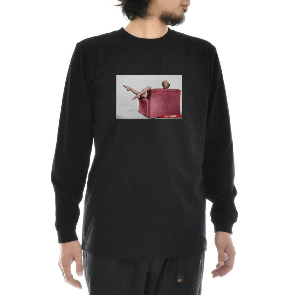 【長袖 アートTシャツ】マリリン・モンロー Tシャツ フォト 写真 Red Sofa ライフ イズ アート 長袖 ロングスリーブ ロンT メンズ レディース 大きいサイズ ビックサイズ おしゃれ ガールズプリント ティーシャツ S M L XL XXL ブラック 黒 ブランド 美術