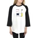 【7分袖 アートTシャツ】モンドリアン Tシャツ ピエト・モンドリアン タブロー ライフ イズ アート 7分袖 ラグランスリーブ メンズ レディース 大きいサイズ ビックサイズ ベースボール おしゃれ アート 絵画 名画 ティーシャツ S M L XL ブランド 美術 父の日
