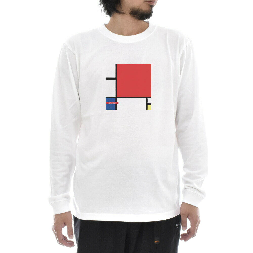 Rakuten - 【長袖 アートTシャツ】モンドリアン Tシャツ ピエト・モンドリアン コンポジション ライフ イズ アート 長袖 ロングスリーブ ロンT ホワイト 白 メンズ レディース 大きいサイズ ビックサイズ ベースボール アート 絵画 名画 ティーシャツ ブランド 美術 父の日