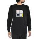 【長袖 アートTシャツ】モンドリアン Tシャツ ピエト・モンドリアン タブロー ライフ イズ アート 長袖 ロングスリーブ ロンT ブラック 黒 メンズ レディース 大きいサイズ ビックサイズ ベースボール おしゃれ アート 絵画 名画 ティーシャツ ブランド 美術 父の日