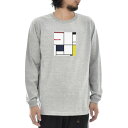 【長袖 アートTシャツ】モンドリアン Tシャツ ピエト・モンドリアン タブロー ライフ イズ アート 長袖 ロングスリーブ ロンT グレー メンズ レディース 大きいサイズ ビックサイズ ベースボール おしゃれ アート 絵画 名画 ティーシャツ S M L xXL XXL ブランド 美術 父の日