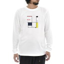 【長袖 アートTシャツ】モンドリアン Tシャツ ピエト・モンドリアン タブロー ライフ イズ アート 長袖 ロングスリーブ ロンT ホワイト 白 メンズ レディース 大きいサイズ ビックサイズ ベースボール おしゃれ アート 絵画 名画 ティーシャツ ブランド 美術 父の日