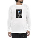 【長袖 アートTシャツ】ヨハネス・フェルメール Tシャツ 真珠の耳飾りの少女 モノクロブルー ライフ イズ アート 長袖 ロングスリーブ ロンT メンズ レディース 大きいサイズ ビックサイズ おしゃれ 絵画 名画 ティーシャツ S M L XL XXL ホワイト 白 ブランド 美術 父の日