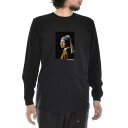 【長袖 アートTシャツ】ヨハネス・フェルメール Tシャツ 真珠の耳飾りの少女 ライフ イズ アート 長袖 ロングスリーブ ロンT メンズ レディース 大きいサイズ ビックサイズ おしゃれ 絵画 名画 ティーシャツ S M L XL XXL ブラック 黒 ブランド 美術 父の日