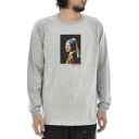 【長袖 アートTシャツ】ヨハネス・フェルメール Tシャツ 真珠の耳飾りの少女 ライフ イズ アート 長袖 ロングスリーブ ロンT メンズ レディース 大きいサイズ ビックサイズ おしゃれ 絵画 名画 ティーシャツ S M L XL XXL グレー 灰 ブランド 美術 父の日