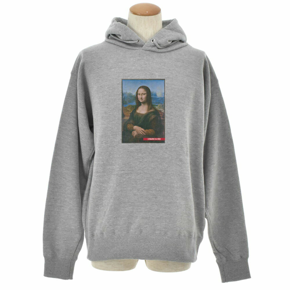 【アートパーカー】モナリザ カラー レオナルドダヴィンチ レオナルド・ダ・ヴィンチ Life is ART ライフ イズ アート 長袖 パーカ メンズ レディース 大きいサイズ ビック おしゃれ アート 絵画 名画 ティーシャツ S M L XL XXL XXXL グレー 灰 ブランド 美術 父の日
