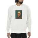 【アートトレーナー】ゴッホ トレーナー 自画像 1887年春 フィンセント・ファン・ゴッホ Life is ART ライフ イズ アート 長袖 スウェット スエット ロングスリーブ メンズ レディース 大きいサイズ ビック おしゃれ 絵画 名画 ホワイト 白 ブランド 美術 父の日